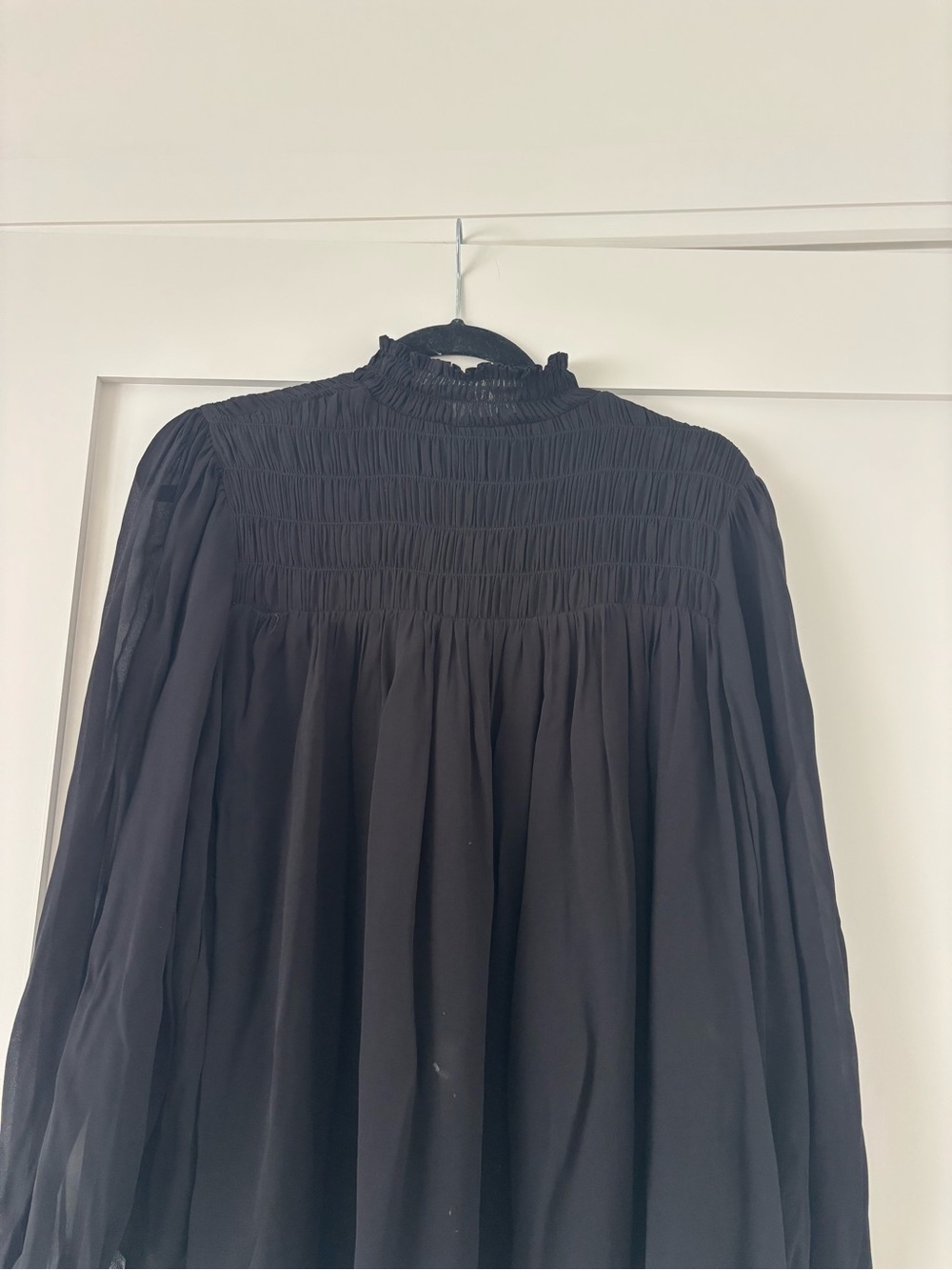 Habitual Black Smocked Yoke Long Sleeve Blouse